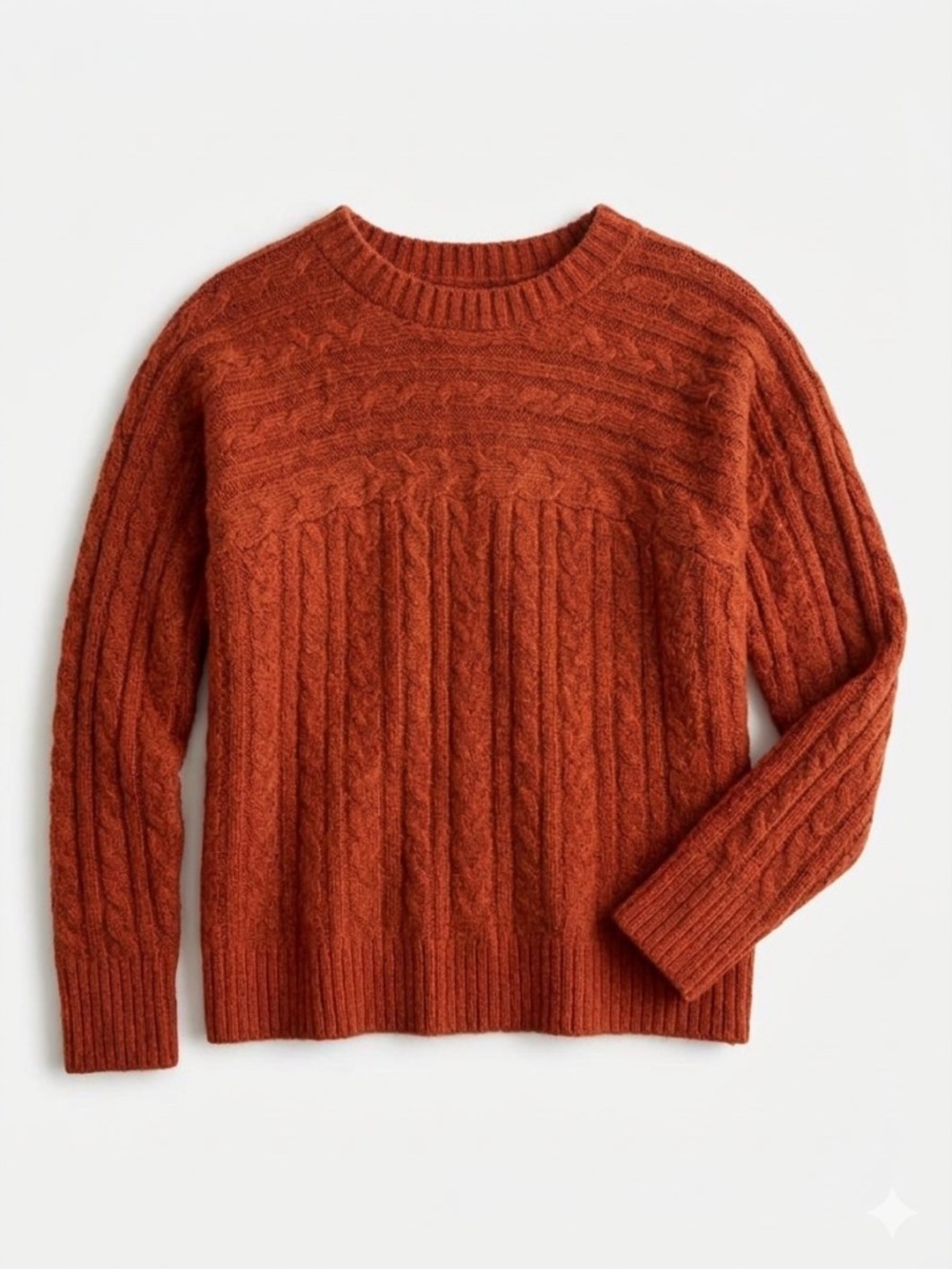 St. John's Bay Burnt Orange Mixed Cable Knit Crewneck Pullover Sweater